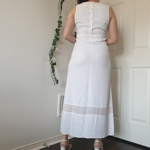 VINTAGE MODA INTERNATIONAL WHITE MAXI DRESS - Picture 2 of 4